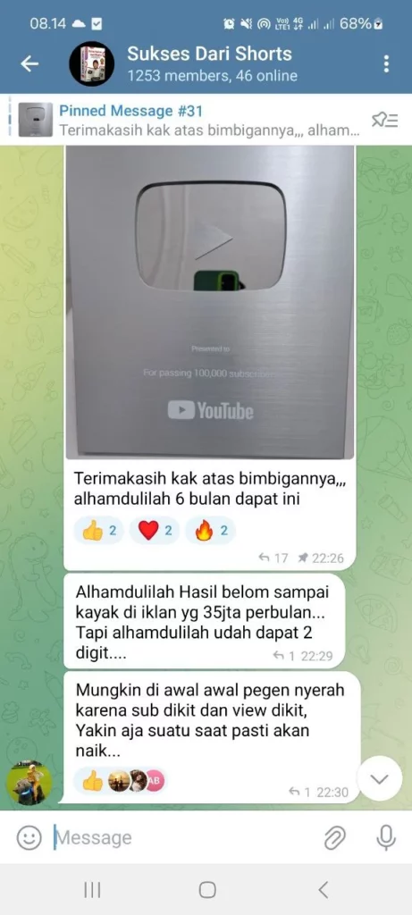 Testimoni Kelas Sukses Dari Shorts - Toha